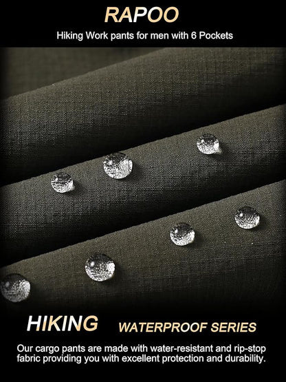 Rapoo Mens Hiking Pants Lightweight Water Resistant Breathable Nylon Cargo Pants with 6 Pockets
