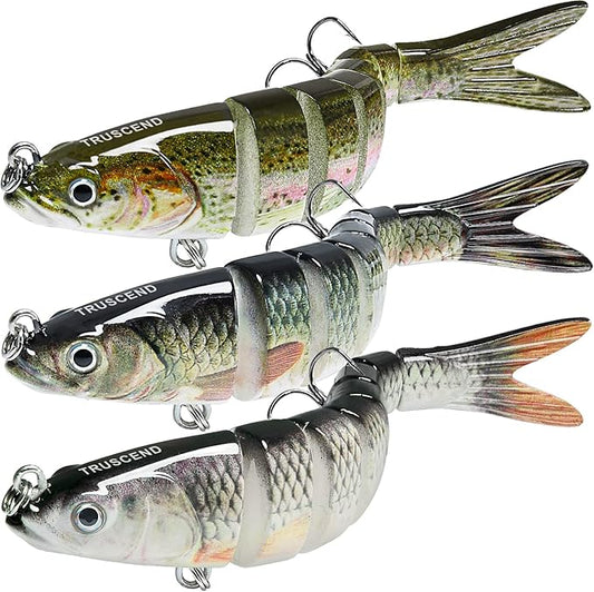TRUSCEND Easy Catch Swimmax, Magic Noisy Turbulent Wiggling and Vibrating Actions for More Bites, Segmented Swimbait Jointed by Dyneema Strongest Fiber, Lifelike Fishing Lures for Relax Family Fishing