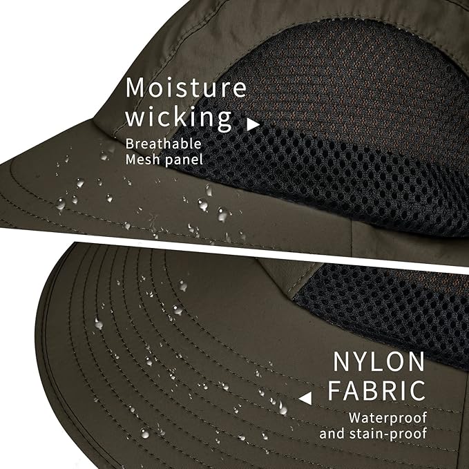 Sun Hat for Men Women with Neck Flap,UPF 50+ UV Protective Hiking Fishing Hats,Wide Brim Sun Hat for Women&Men