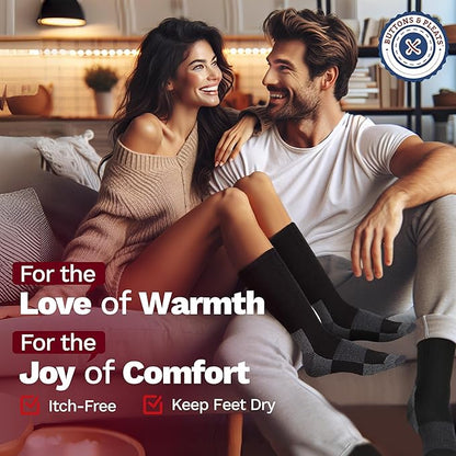 Buttons & Pleats Wool Socks for Men & Women Merino Thermal Warm Cozy Winter Boot Sock