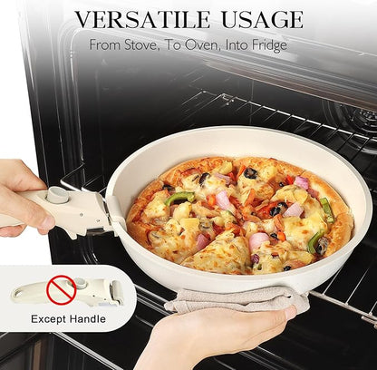 GiPP 5Pcs Pots and Pans Set Non Stick, Cookware Sets Nonstick Detachable Handle, Induction Kitchen Set Removable Handle, RV Cookware set, Oven Safe