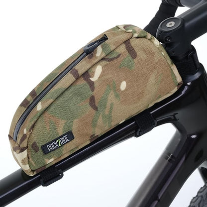 Onedrop Bike Frame Bag - Water Resistant Top Tube Bike Bag with Durable Cordura Fabric, Front Bicycle Storage & Bikepacking Pouch, Cycling Accessories for Biking Travel (Multicam Camo)