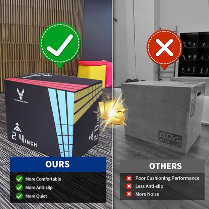 DIKEP 3-in-1 Foam Plyometric Jump Box, Heavy Duty Exercise Plyo Box with Non-Slip Surface, Box Jumps for Jumping, Step-Ups, Home Gym Training, Agility and Strength Conditioning