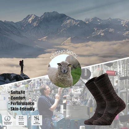 Ortis Men's Merino Wool Cushion Crew Socks with Moisture Wicking Control Light Weight Breathable for Outdoor Hiking Cycling