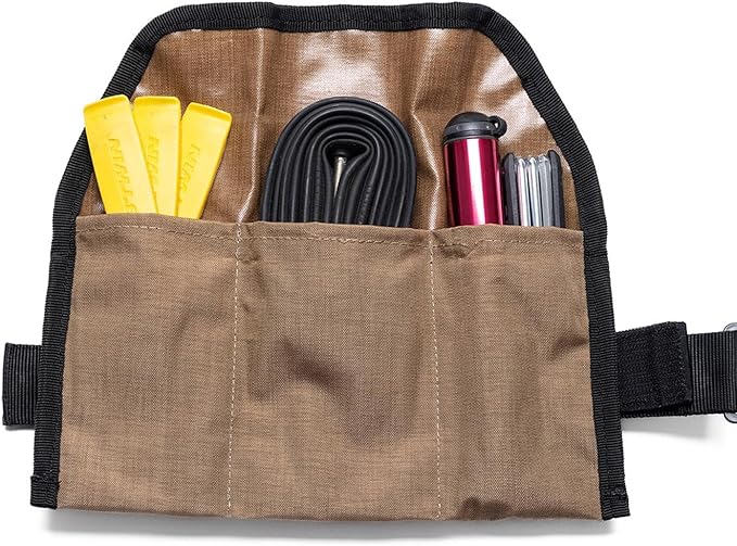 Blossom Bike Saddle Roll Bag - Bike Tool Kit Holder - Water Resistant & Durable Cordura Fabric - Under Seat cycling accessories - mountain bike accessories - ebike saddle bags (Brown)