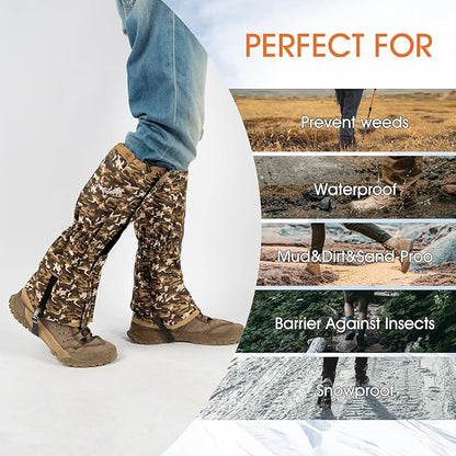 Waterproof Adjustable Leg Gaiters for Men and Women Snow Boot Gaiters for Hiking in Hunting Sand and Mud Mountain Climbing or Snowshoeing