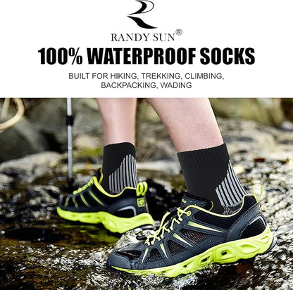 RANDY SUN Waterproof Socks, Unisex Hiking Wading Trail Running Kayaking Crew Socks