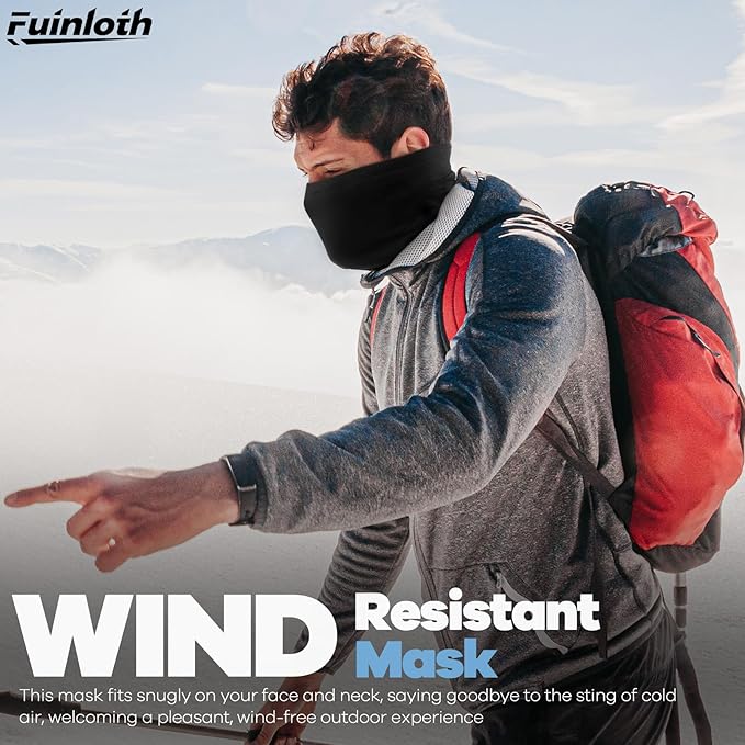 Fuinloth 2 Pack Winter Neck Gaiter, Fleece Warmer Scarf Cold Weather Face Mask Cover for Men/Women