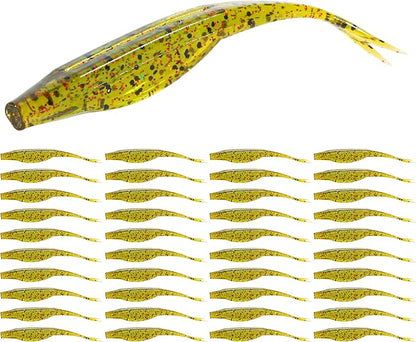 Forked Tail Soft Baits- Realistic Jerk Bait & Fluke Action Soft Lures for Bass, Trout & Crappie - Versatile Freshwater & Saltwater Fishing Bait (2.75"-5")