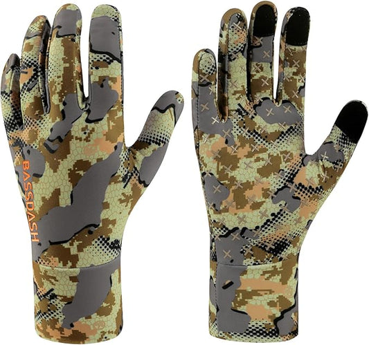 BASSDASH Men’s Camo Hunting Gloves UPF 50+ Lightweight Touchscreen Gloves for Warm Weather Fishing Hiking Outdoor Activities