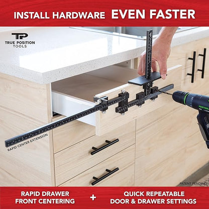 True Position Tools PRO Cabinet Hardware Jig - Install Drawer Front Handles and Knobs Faster - Made in USA - Hand Calibrated