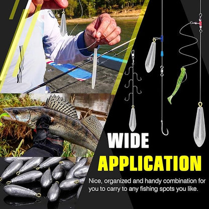 AMYSPORTS Drop Shot Fishing Weights Kit Lead Freshwater Fishing Sinkers Bass Casting Removable Fishing Weights Saltwater Streamlined