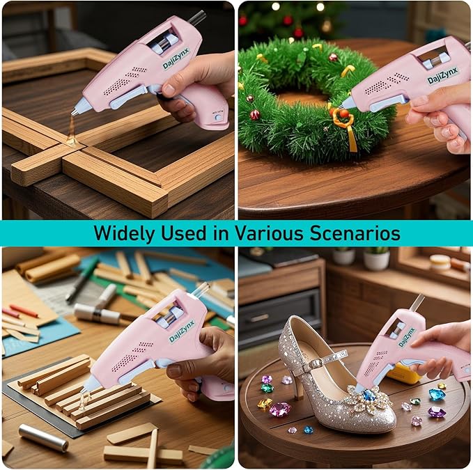 Hot Glue Gun, Cordless Hot Glue Gun with 30 Premium Glue Sticks (7×150mm), 90s Fast Heating, 2600mAh Type-C Rechargeable for DIY Crafts, Home Repairs, Creative Projects and Gift Making, Pink ﻿