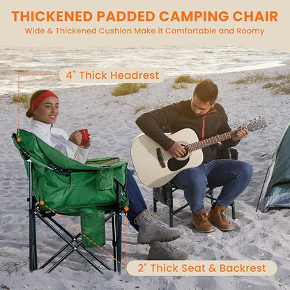 NAIZEA Heated Massage Camping Chairs,Heated Outdoor Chair w/3 Heating Mode, Oversized Heated Chair for Adults, Heavy Duty Folding Camping Chairs for Camp,Fishing, Sports Events,NOT Included Battery