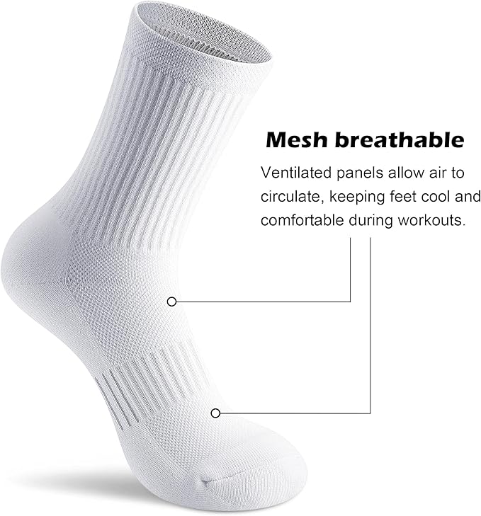 Gonii Women Athletic Crew Socks 5-6 Pairs - Comfort & Cushioned for Running, Hiking, Sports Arch Compression Socks