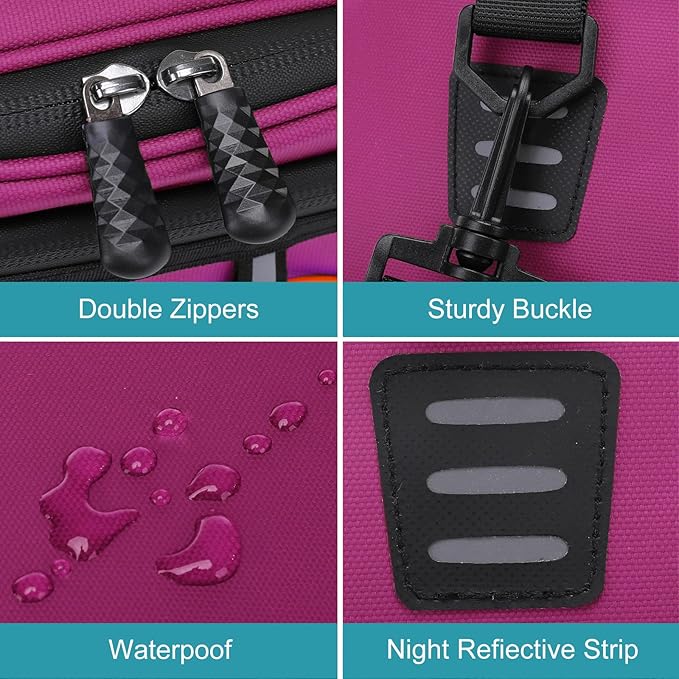 MOSISO Bike Rack Bag with 2 Removable Panniers, Waterproof Bike Trunk Cooler Storage Handbag Insulated Bicycle Rear Seat Pouch, Bicycle Storage Saddle Shoulder Bag Cycling Luggage Pouch, Rose Red