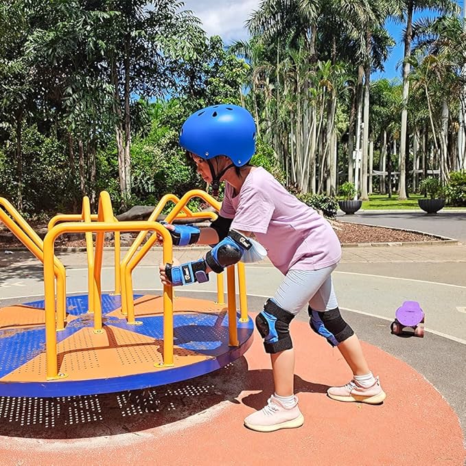 JBM Adult & Kid Skating Protective Gear Set for Beginner to Advanced, Skateboard Helmet Knee and Elbow Pads with Wrist Guards for Inline Roller Skating, Scooter, Skateboarding