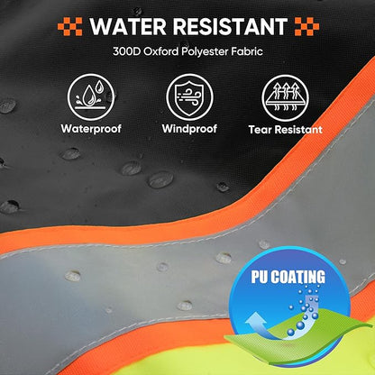 TICONN Waterproof Safety Bomber Jacket, Hi Vis Reflective Rain Jacket, ANSI Class 3 Work Rain Coat for Men Women