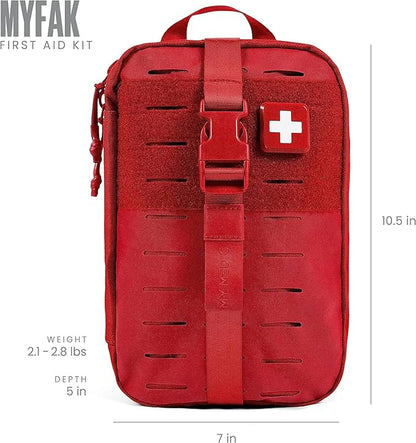 MY MEDIC MyFAK Standard Ifak First Aid Kit - 132 Life Saving Trauma and Medical Items - HSA FSA Eligible Survival Kit for Camping or Your Car - RED