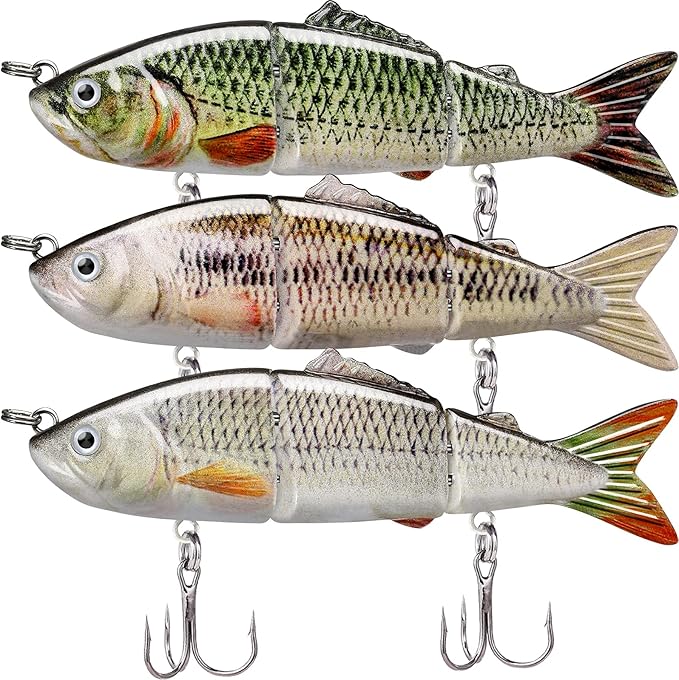 GOTOUR Fishing Lures for Freshwater or Saltwater, Easy to Use for Family Fishing Beginner and Pros, Most Lifelike Jointed Swimbait，Slow Sinking Bass Pike Panfish Walleye Lures, Fishing Gifts for Men