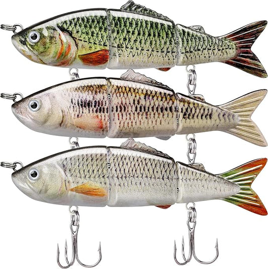 GOTOUR Fishing Lures for Freshwater or Saltwater, Easy to Use for Family Fishing Beginner and Pros, Most Lifelike Jointed Swimbait，Slow Sinking Bass Pike Panfish Walleye Lures, Fishing Gifts for Men