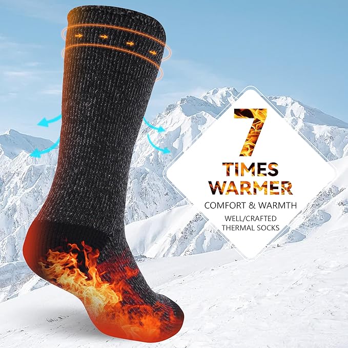 Sunew Warm Thermal Socks 4 Pack, Mens Womens Winter Heated Outdoor Skiing Thermal Socks