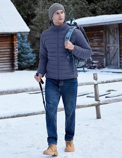 TACVASEN Men's Lightweight Puffer Jacket Winter Quilted Puffy Jackets Warm Water-Resistant Windproof Insulated Coats