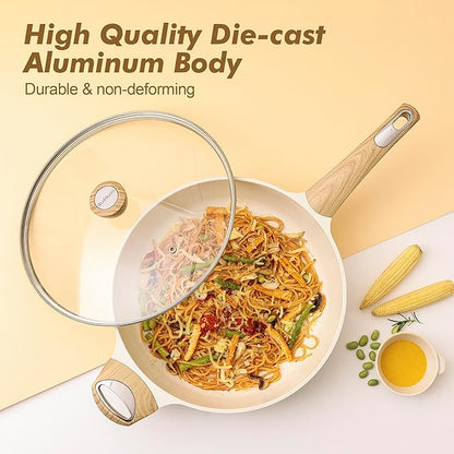 SENSARTE Ceramic Cookware Set, Pots and Pans Set Non stick, 14-Piece Induction Cookware, Non toxic Healthy Non Stick Kitchen Cooking Set, with Frying Pans Set, PFAS PTFE PFOA PFOS Free