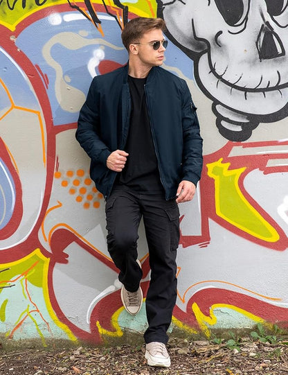 TBMPOY Men's Fall Jacket Winter Windbreaker Bomber Zip Up Padded Softshell Warm Windproof Casual Coat