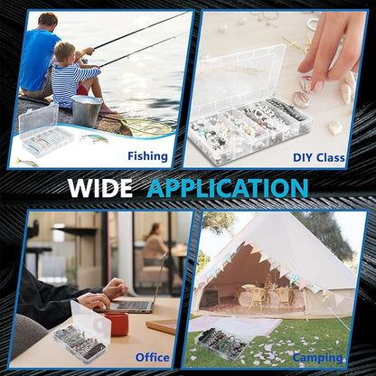 6 Pack 6 Grids Tackle Box Organizer, Clear Plastic Fishing Tackle Tray Box Board Game Storage Container Case for Crafts Beads Earrings Screws Nail Bobby Pins