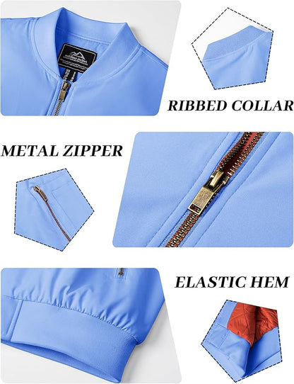 KEFITEVD Men's Jacket Casual Windproof Bomber Jackets Full Zip Windbreaker Warm Winter Padded Coats