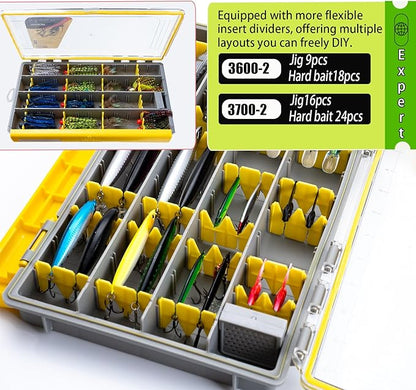 Deluxe Fishing Tackle Box, Waterproof 3600 & 3700 Terminal Tackle Trays, Organizer Includes 2 Type Dividers, Multi-purpose and All-in-one Tackle Storage (3600-2 universal 1 pack)