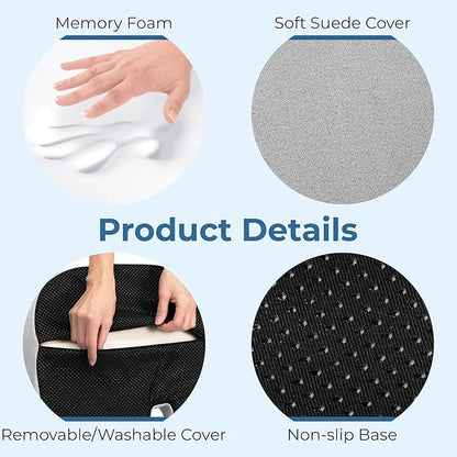 5 STARS UNITED Seat Cushion for Tailbone Pain Relief – Large Memory Foam Cushion for Coccyx, Hip, Sciatica & Post-Surgery Recovery – Wheelchair, Car, Desk, Gaming & Office Chairs, Light Gray