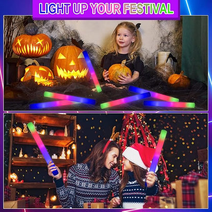 Taotuo Glow Stick Bulk 108PCS Led Foam Glow Sticks,Glow in The Dark Party Supplies with 3 Flashing Modes,Light up Foam Sticks for Wedding,Halloween, Christmas, Concerts, Birthday