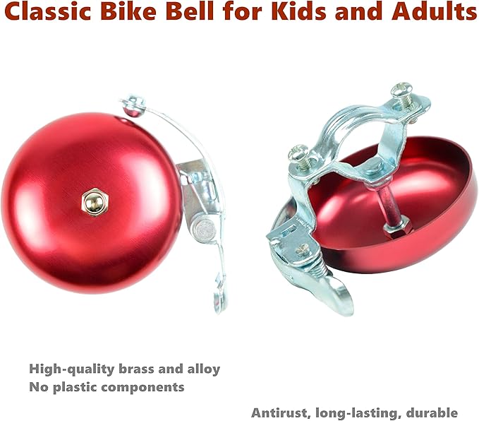 Classic Bell, Loud Crisp Clear Sound Bicycle Accessories for Adults Youths, Stylish Horn for Road and Mountain Bikes