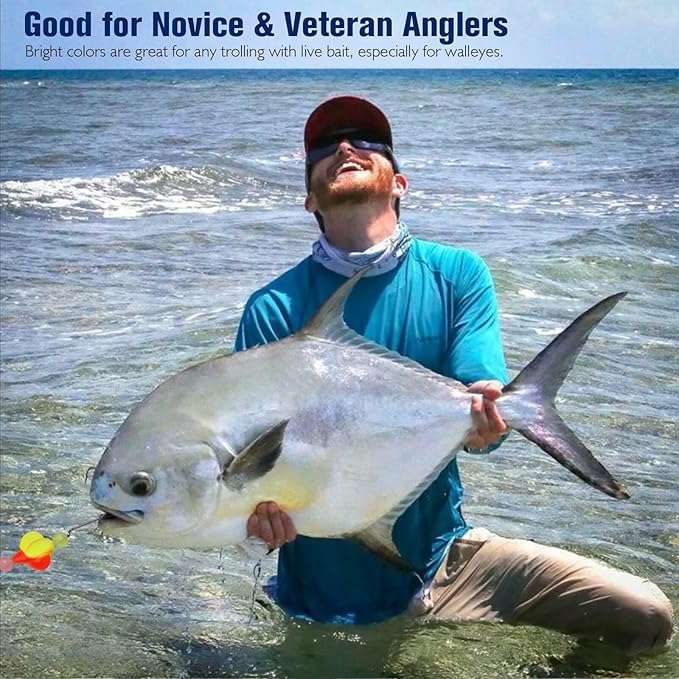 Dovesun 220/104/80/54/42/52pcs Fly Fishing Floats Bobbers Foam Pompano Rigs Surf Fishing Rig Floats Bright Color Round, Bullet, Cylindrical, Spin, Pill with Tackle Box