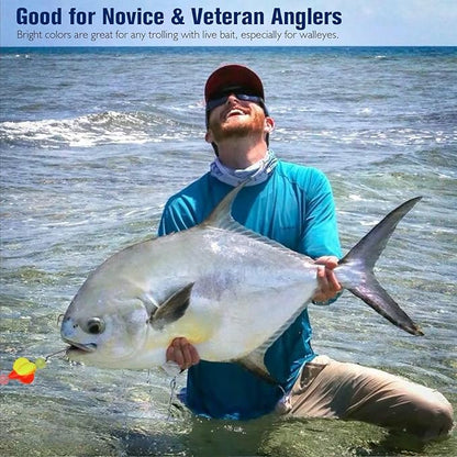 Dovesun 220/104/80/54/42/52pcs Fly Fishing Floats Bobbers Foam Pompano Rigs Surf Fishing Rig Floats Bright Color Round, Bullet, Cylindrical, Spin, Pill with Tackle Box