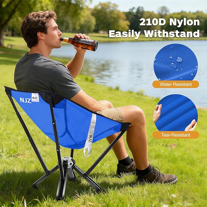 Camping Chairs for Adults - 600 LBS Capacity Rugged Outdoor Folding Chair, Compact Foldable Chair with Quick Setup & Carry Bag - Portable Camping Chair for Picnic, Fishing, Backyard - Blue
