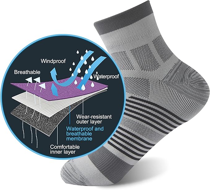 RANDY SUN Waterproof Socks, Unisex Hiking Wading Trail Running Kayaking Crew Socks