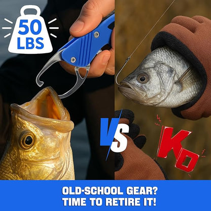 YZT High Strength Fish Gripper, Heavy Duty Stainless Steel Fishing Lip Grabber, Easy to Catch Fish,160g Portable Outdoor Men's Fishing Tools Gift,50 Pound Fish Grabber for Freshwater Saltwater