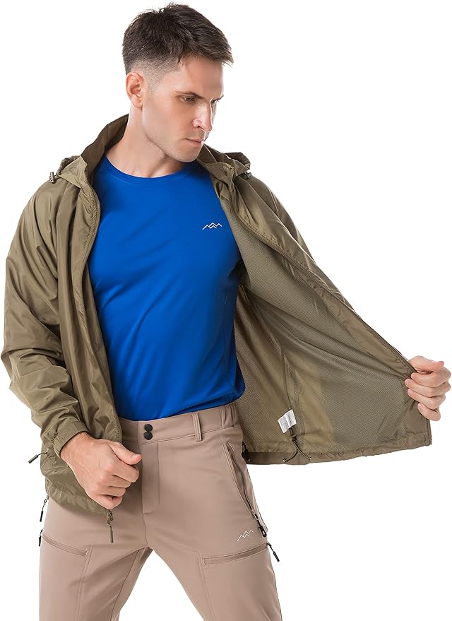 TRAILSIDE SUPPLY CO. Mens Windbreaker Jackets Lightweight Packable Jacket,Windproof and Dustproof