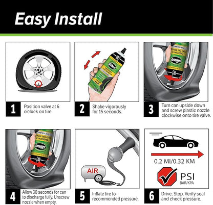 Slime 50165 Flat Tire Puncture Repair, Smart Spair Plus, Emergency Kit for Car Tires, Includes Sealant and Tire Inflator Pump, Suitable for Cars and Other Highway Vehicles, 12 Min Fix