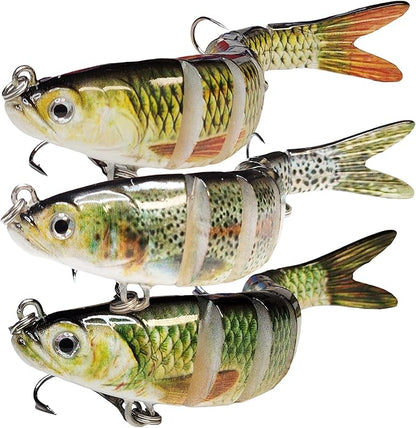 DMSE Fishing Lures for Bass Trout Crappie, Lifelike Swimbait Soft Plastic Baits with 3D Realistic Eyes, Slow Sinking Action for Freshwater and Saltwater Fishing Gifts for Men
