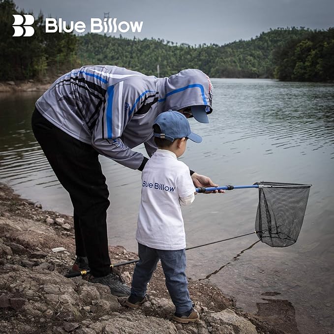 Fishing Net with Long Robust Telescopic Handle for Freshwater and Saltwater,Extend to 50.8 Inch,Foldable Nylon Mesh Landing Net