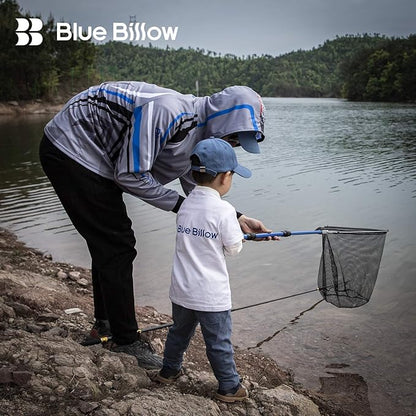 Fishing Net with Long Robust Telescopic Handle for Freshwater and Saltwater,Extend to 50.8 Inch,Foldable Nylon Mesh Landing Net