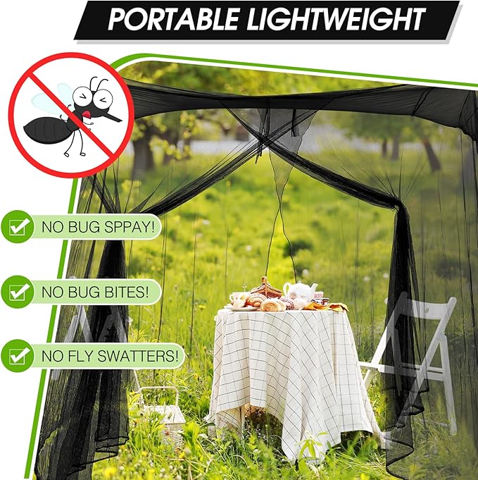 Tranqun 2 Pcs Mosquito Netting for Patio, Ultra Large Mosquito Net for Bed with 2 Side Openings 16 Hanging Loops for Camping Home Outdoor Travel Dormitory Decor(Black,75 x 36 x 59 Inch)