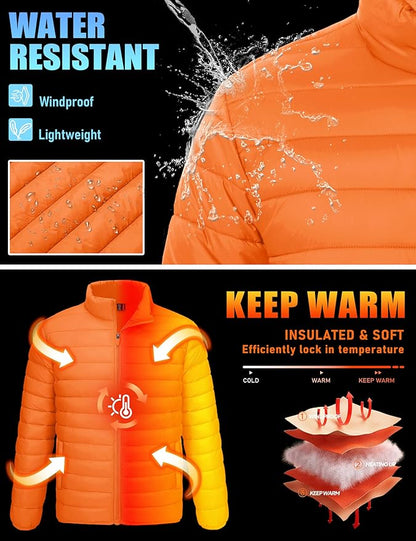 TACVASEN Men's Lightweight Puffer Jacket Winter Quilted Puffy Jackets Warm Water-Resistant Windproof Insulated Coats