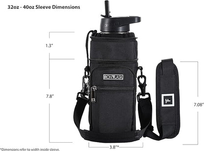 IRON °FLASK Carrier, Holder, Sleeve - Fits Insulated Stainless Steel Sports Water Bottle, Adjustable Shoulder Strap, Holder Bag Case Pouch Cover
