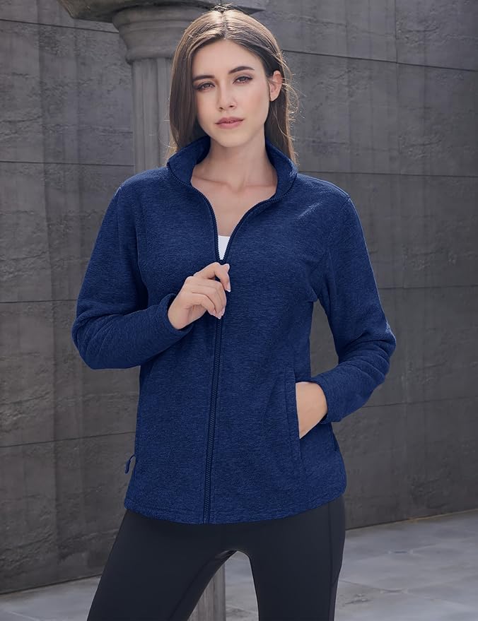 MAGCOMSEN Fleece Jacket Women Zip UP Lightweight Soft Polar Warm Winter Jackets for Women with Pockets Outdoor Hiking