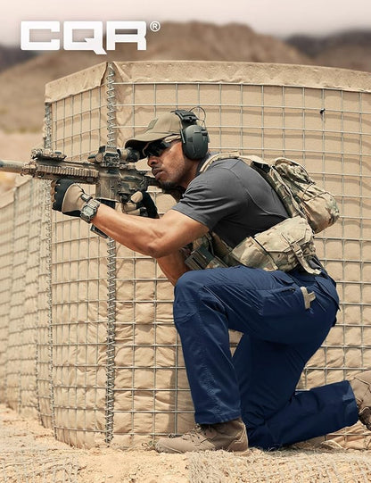 CQR Men's Flex Stretch Tactical Pants, Water Resistant Ripstop Cargo Pants, Lightweight EDC Outdoor Work Hiking Pants